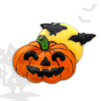 七宝焼|花白組ピンブローチ カボチャと月