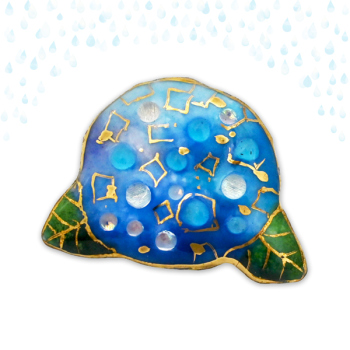 七宝焼|土田ピンブローチ あじさい 青(限定商品)