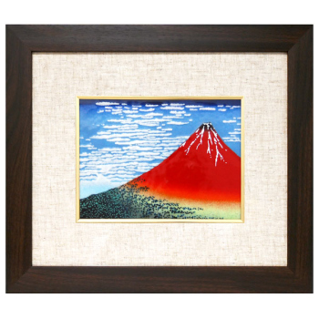 七宝焼|額　北斎・赤富士(大)