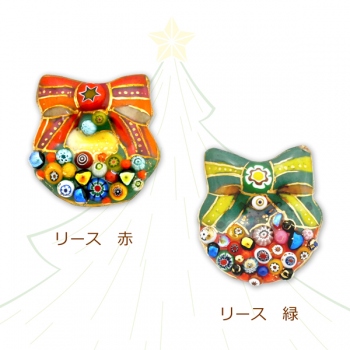 七宝焼|土田ピンブローチ　クリスマス・リース(オンライン限定商品)