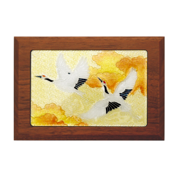 七宝焼|銘々小箱・雲に鶴