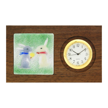 七宝焼|置時計・葉祥明　ウサギ