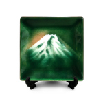 七宝焼|飾皿・12×12　エマイユ緑富士　小