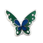七宝焼|ピンブローチ・昆虫　蝶緑
