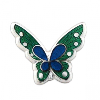 七宝焼|ピンブローチ・昆虫　蝶緑