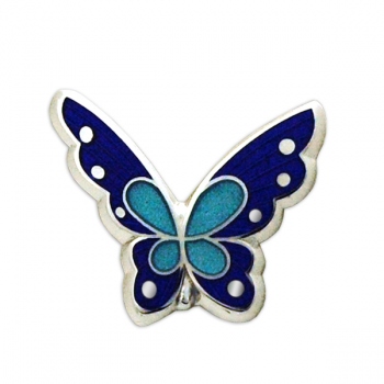 七宝焼|ピンブローチ・昆虫　蝶青