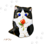 七宝焼|土田ピンブローチ　お花ちび猫 (限定商品)