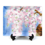 七宝焼|飾皿・20×25.5 枝垂桜