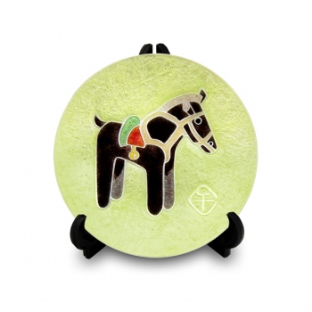 七宝焼|飾皿・径9　干支30丸・郷土玩具　午