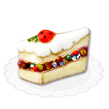 七宝焼|土田ピンブローチ　ショートケーキ (限定商品)